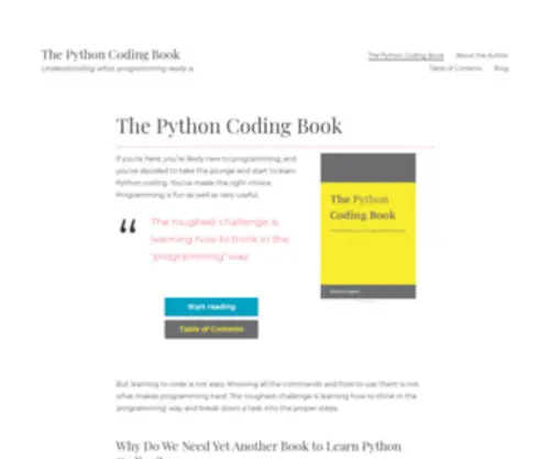 Thepythoncodingbook.com(Learn Python Coding) Screenshot
