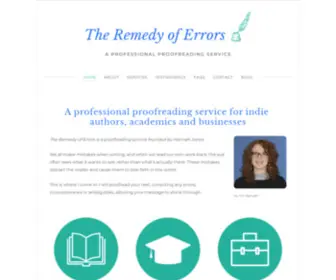 Theremedyoferrors.com(A professional proofreading service) Screenshot