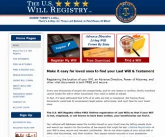 Theuswillregistry.org(How to Find a Last Will) Screenshot