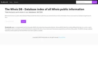 TheWhoisdb.com(WHOIS database index) Screenshot