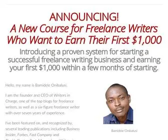 Thewriterincharge.com(Writers in Charge Earn Your First $1) Screenshot