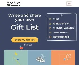 Thingstogetme.com(Create your online wish) Screenshot