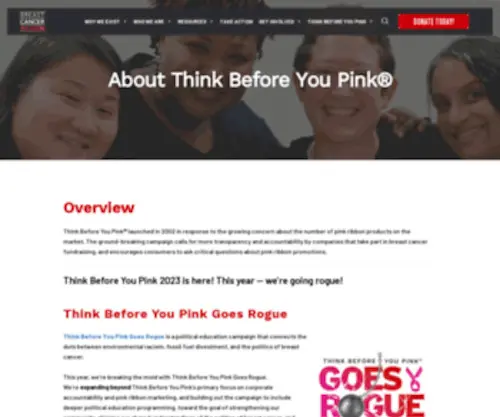 Thinkbeforeyoupink.org(Think Before You Pink) Screenshot