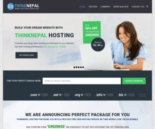 Thinknepal.com(Best Web Hosting in Nepal with Unlimited SSD space without limitations) Screenshot