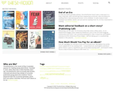 Thirstforfiction.com(A YA Book Review Blog) Screenshot