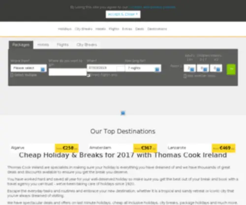 Thomascook.ie(Book your next holiday at Thomas Cook) Screenshot
