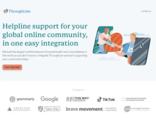 Throughlinecare.com(Helplines for global online communities) Screenshot