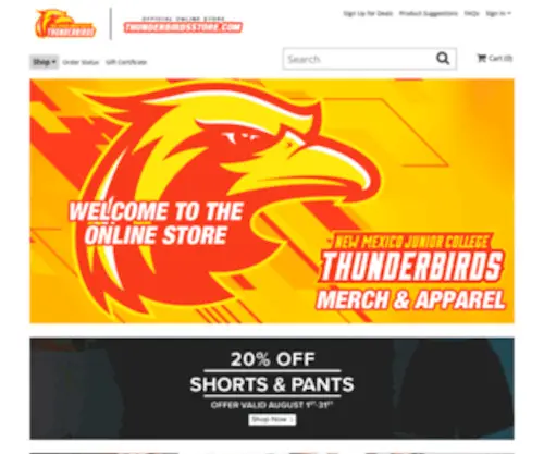 ThunderbirdsStore.com(New Mexico Junior College Apparel) Screenshot