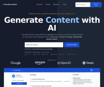 Thundercontent.com(AI Content Generation Platform) Screenshot