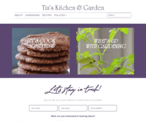 Tiaskitchen.com(Tia's Kitchen & Garden) Screenshot