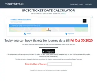 Ticketdate.in(IRCTC 120 Days Advanced Ticket Date Calculator) Screenshot