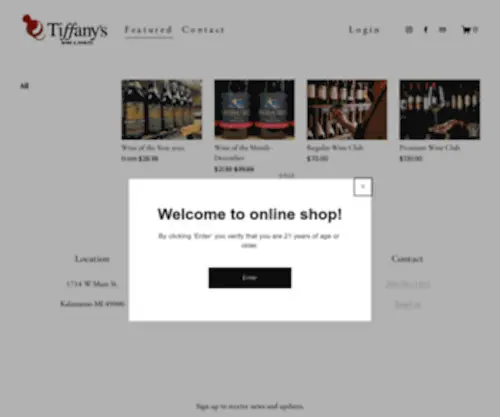 Tiffanyswinespiritsonlineshop.com(Tiffany's Wine & Spirits Online Shop) Screenshot