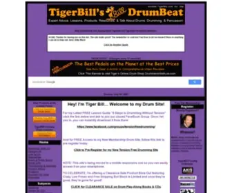 Tigerbill.com(Tiger Bill's Drum Beat drum blog site for Expert Advice on Drumming and Percussion) Screenshot