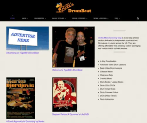 Tigerbillsdrumbeat.com(Best Free drum Lessons from expert teacher Tiger Bill) Screenshot