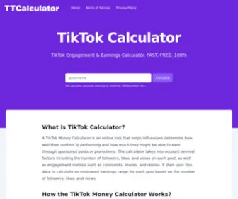 Tiktokcalculator.com(TikTok Money Calculator) Screenshot