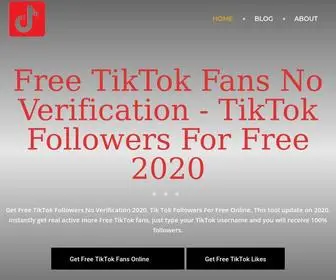 Tiktokfans-Noverification.com(Free TikTok Fans 2020) Screenshot