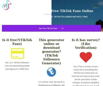 Tiktokfollower.com(Free TikTok Fans) Screenshot