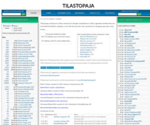Tilastopaja.net(Tilastopaja Oy Track and field statistics) Screenshot