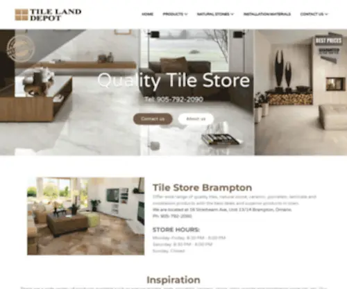 Tilelanddepot.com(Tiles, natural stone, ceramic, porcelain Brampton) Screenshot