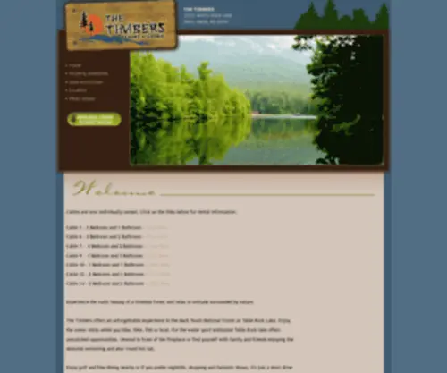 Timbersresortandlodge.com(Our Table Rock Lake resort log cabins and lodge) Screenshot