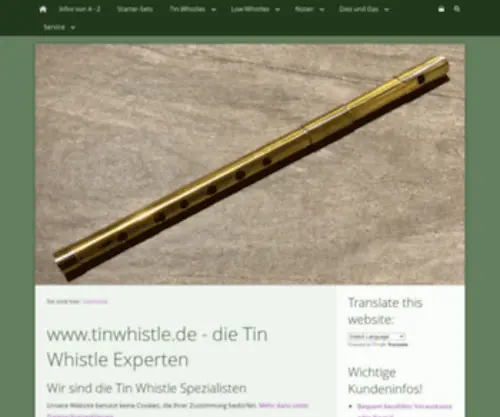 Tinwhistle.de(Die Tin Whistle Experten) Screenshot