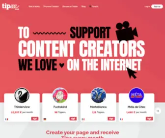 Tipeee.com(Crowdfunding for content Creators) Screenshot