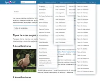 Tiposdeaves.com(30 Tipos De Aves Más Conocidas) Screenshot