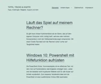 Tipps-Tricks-Kniffe.de(Tipps, Anleitungen, Ratgeber, Support und mehr) Screenshot