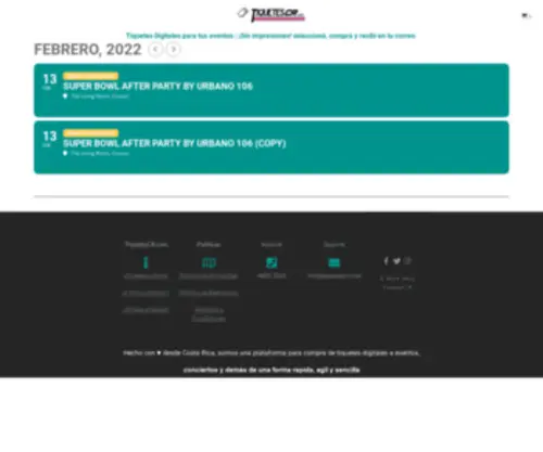 Tiquetescr.com(Tiquetes Digitales para tus eventos) Screenshot