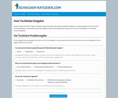 Tischkicker-Vergleich.de(Tischkicker Ratgeber) Screenshot