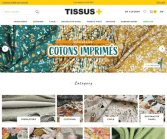 Tissusplus.com(TISSUS + propose des tissus au mètre pas chers adaptés à tous vos projets) Screenshot