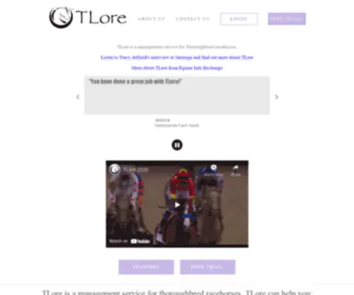 Tlorehorses.com(A Management Service for Thoroughbred Racehorses) Screenshot