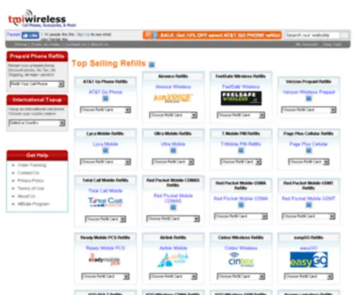 Tmicell.com(Cell Phones Prepaid Refills SIM Cards and More) Screenshot