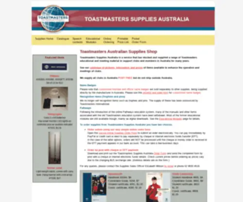 Toastmasters-Supplies.org.au(Toastmasters Supplies Australia) Screenshot