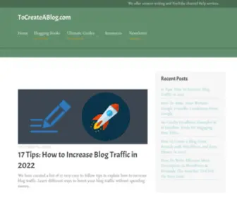 Tocreateablog.com(Blogging Guides for Beginners) Screenshot