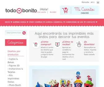 Todobonito.com(En esta tienda online encontrarás decoraciones de eventos listas para imprimir) Screenshot