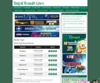 Togelresultlive.com Screenshot