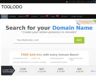 Toglodo.com(Domain names & web hosting company) Screenshot