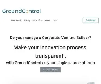 Togroundcontrol.com(Innovation Accounting Software for Corporate Startup Labs) Screenshot