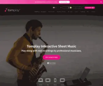 Tomplay.com(Interactive Sheet Music with Backing Tracks) Screenshot