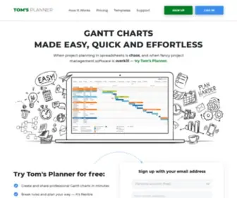 Tomsplanner.com(Create and share professional Gantt charts in minutes. When project planning in spreadsheets) Screenshot