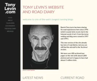 Tonylevin.com(The official website and road diary of bass player Tony Levin. Tony) Screenshot