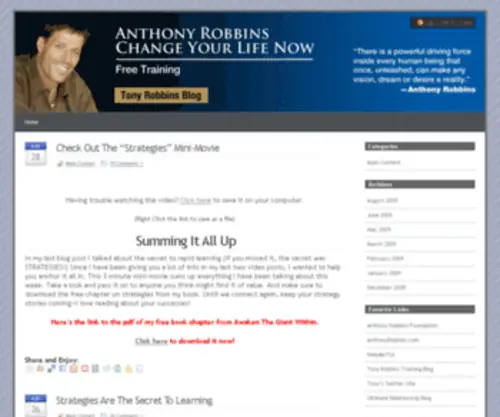 Tonyrobbinstraining.com(Anthony Robbins Blog) Screenshot