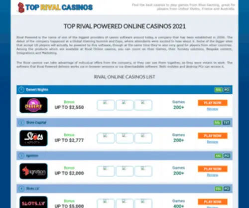 Top-Rival-Casinos.com Screenshot