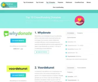 Top10Crowdfund.nl(Crowdfunding Donaties Websites) Screenshot