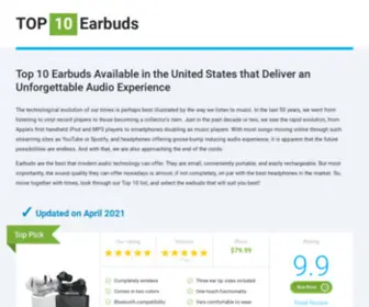 Top10Earbuds.net(Top 10 Earbuds) Screenshot