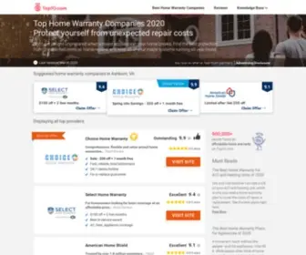 Top10Homewarrantyreviews.com(Best Home Warranty Companies) Screenshot
