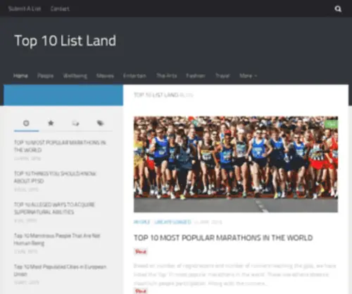 Top10Listland.com(Top 10 Lists) Screenshot