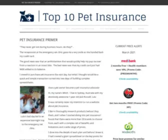 Top10Petinsurance.com.au(Pet Insurance Reviews) Screenshot