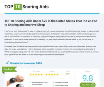 Top10Snoringaids.net(Top 10 Snoringaids) Screenshot